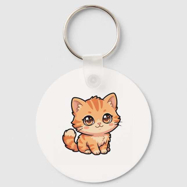 Porte-clés chaton tabby orange mignon (Recto)