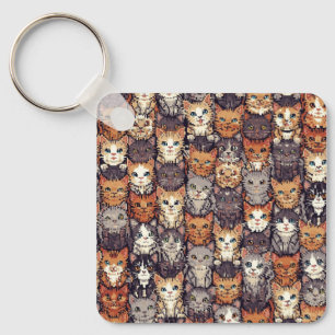 Porte-clés Chats Colorés Pixelisés Numériques