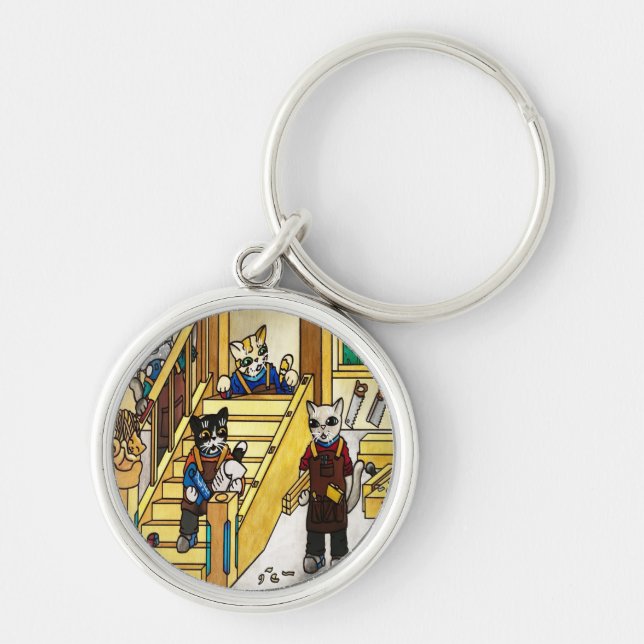 Porte-clés Chats de joaillerie en bois (Devant)