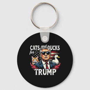 Porte-clés Chats et canards pour Trump 2024 Drôle de Trump Va