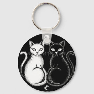 Porte-clés Chats formant une composition inspirée du Ying-Yan