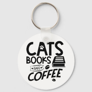 Porte-clés Chats Livres Typographie Café Vers De Livres Dit
