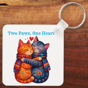 Porte-clés Chats mignons portant des écharpes Amis douillets