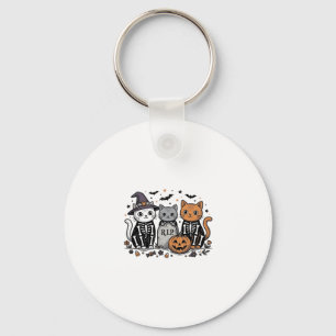 Porte-clés Chats squelette mignons gravure vintage Halloween