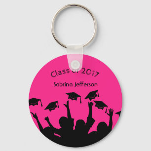 Porte-clés Chaud Pink Graduation Cap et Gown Casquette Toss P