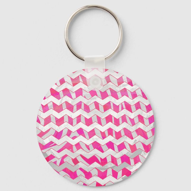 Porte-clés Chaud rose et blanc Chevron Zebra (Recto)