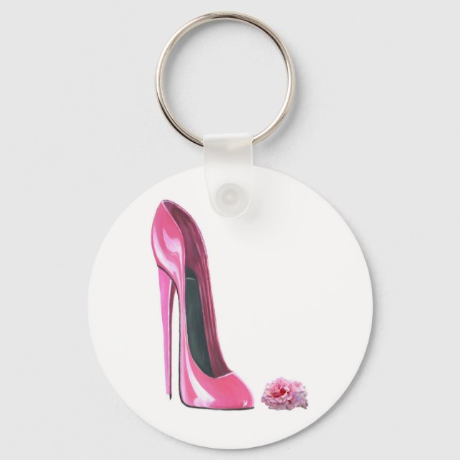 Porte-clés Chaussure Stiletto Rose et Rose (Recto)