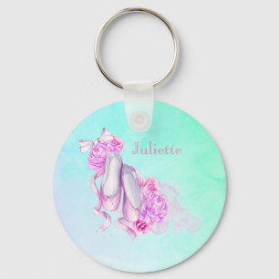 Porte-clés Chaussures de Ballet en Aquarelle rose personnalis