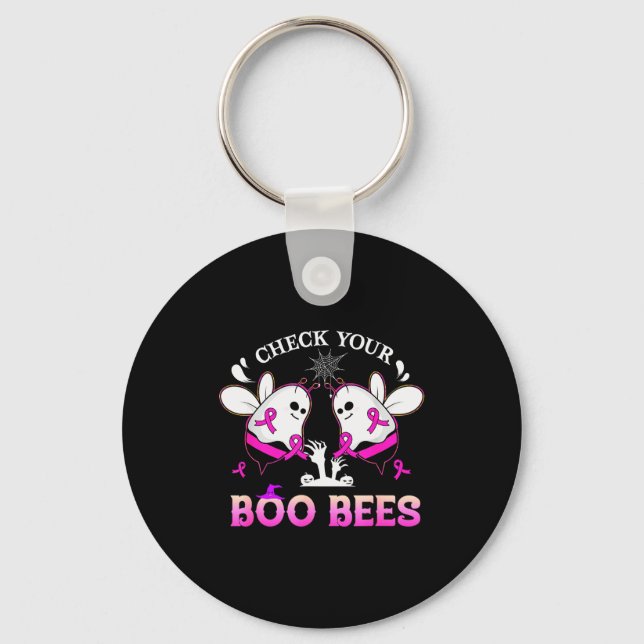 Porte-clés Check Your Boo Bees Funny Breast Cancer Halloween  (Recto)