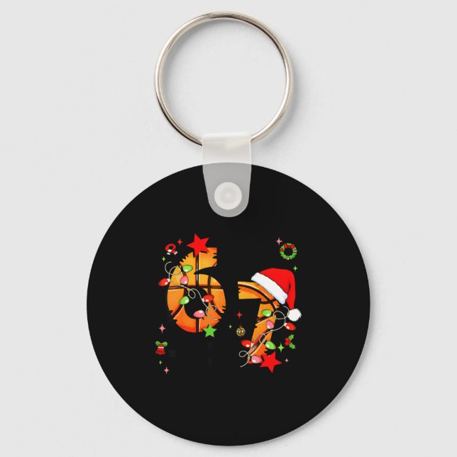 Porte-clés Checkered 67 Basketball Santa Hat Christmas Six Se (Recto)