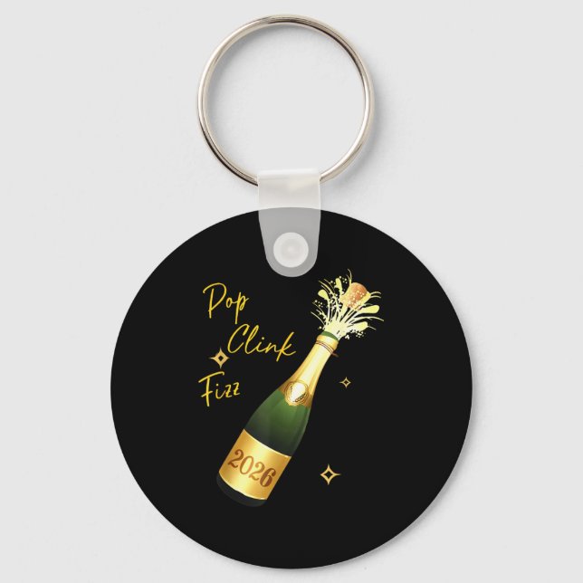 Porte-clés Cheers To The New Year 2026 Champagne Drinking Par (Recto)