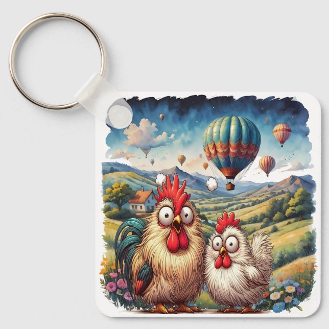Porte-clés "Cheesy Chicken Balloon Adventure" (Recto)