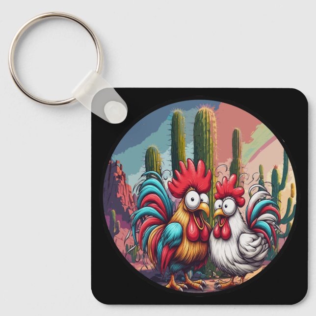 Porte-clés "Cheesy Chicken Desert Adventure" Aluminum  (Recto)