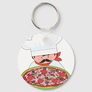 Porte-clés Chef et pizza