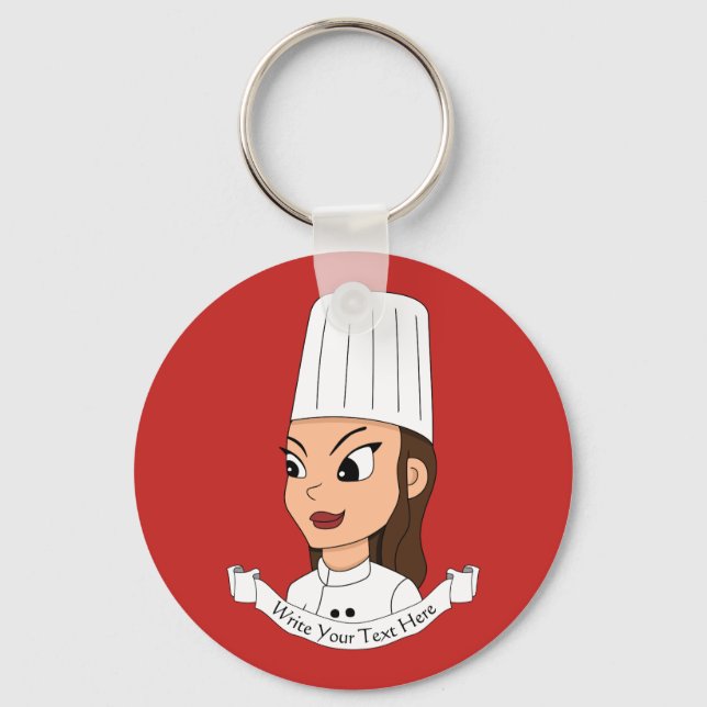 Porte-clés Chef fille personnalisée (Recto)