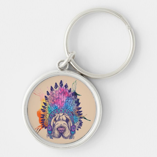 Porte-clés Chef indien indigène de Sharpei (Devant)