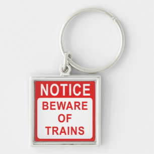 Porte-clés Chemin de fer, Attention aux trains, Panneau ferro