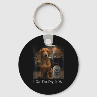 Porte-clés Chemise a chien teckel fumeur de bière