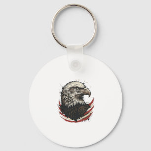 Porte-clés Chemise à motif de gravure patriotique d'aigle cha
