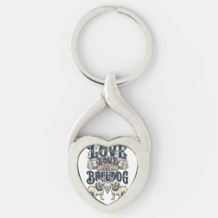 Porte-clés Chemise d'amour Bulldog Gravure vintage Citation d