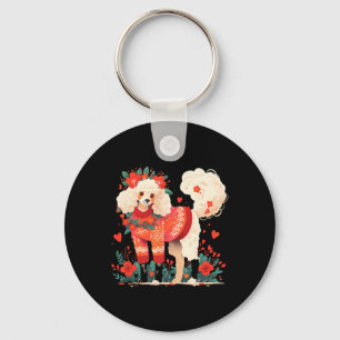 Porte-clés Chemise d'amour de caniche de la Saint-Valentin Mo