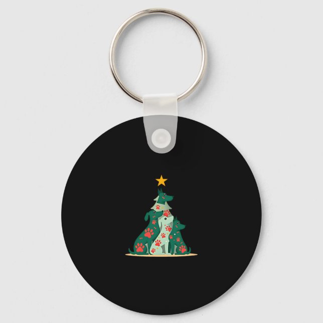 Porte-clés Chemise d'arbre de Noël de chien - Noël de chien ( (Recto)