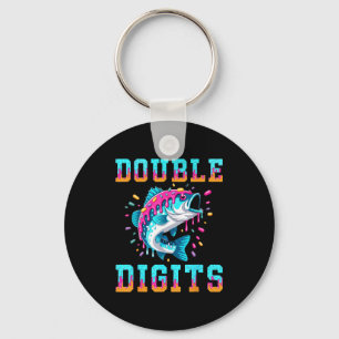 Porte-clés Chemise de 10e anniversaire de pêche à double chif