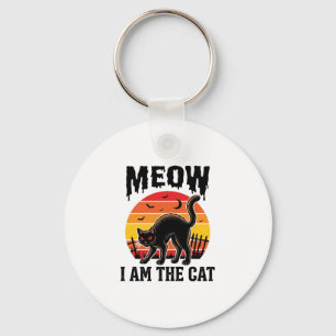 Porte-clés Chemise de chat Halloween Meow Design de chat noir