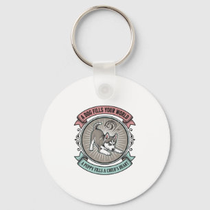 Porte-clés Chemise de chiot Husky Gravure vintage Meilleur am