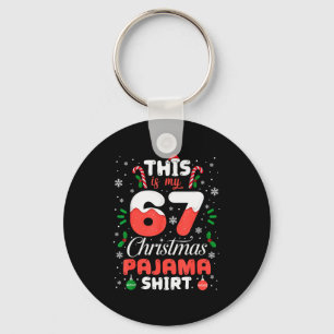 Porte-clés Chemise de pyjama de Noël drôle 67 Six Sept Mème B