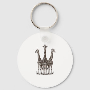 Porte-clés Chemise de safari avec gravure de girafe vintage a