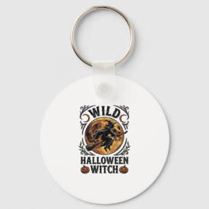 Porte-clés Chemise de sorcière Halloween Balai vintage graphi