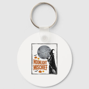 Porte-clés Chemise de sorcière vintage silhouette de lune d'H