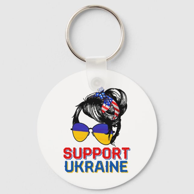 Porte-clés Chemise de soutien à l'Ukraine Femme Drapeau Améri (Recto)