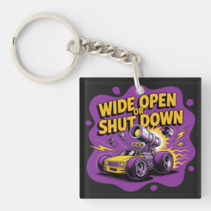 Porte-clés Chemise de voiture de course drôle Wide Open Or Sh