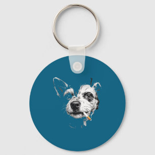 Porte-clés Chemise drôle Vieux chien de jazz fumant une cigar