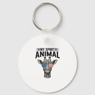 Porte-clés Chemise patriotique vintage girafe animal spiritue