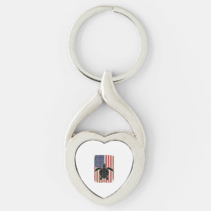 Porte-clés Chemise patriotique vintage tortue marine drapeau 