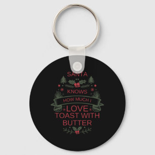 Porte-clés Chemise pour amateur de toast et de beurre de Noël