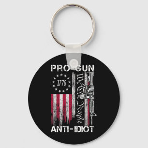 Porte-clés Chemise Pro Gun Anti Idiot Drapeau Usa Vintage 2èm