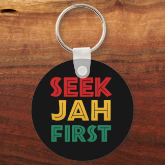 Porte-clés Cherchez d'abord Jah Couleurs rastafariennes regga