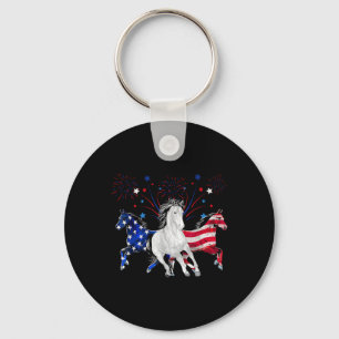Porte-clés Cheval 4 juillet Drapeau américain patriotique