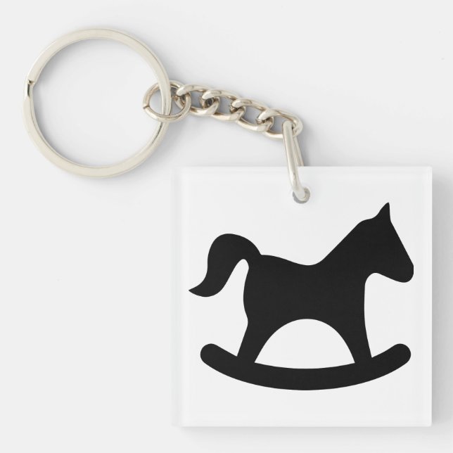 Porte-clés Cheval à bascule noir (Devant)