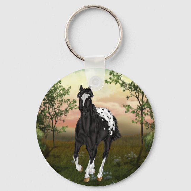 Porte-clés Cheval Appaloosa Noir (Recto)