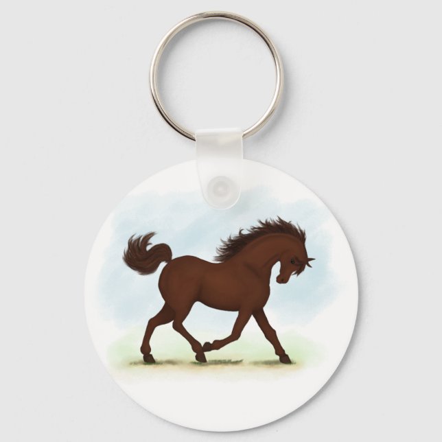 Porte-clés Cheval Brown de châtaignes équestre (Recto)