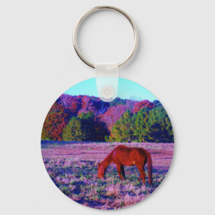Porte-clés Cheval Brown en Grass violet