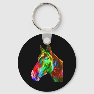 Porte-clés Cheval Coloré Art Horseback Riding Lover Artsy Ho