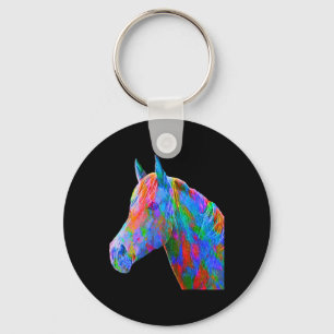 Porte-clés Cheval Coloré Art Horseback Riding Lover Artsy Ho