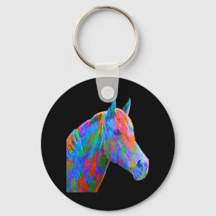 Porte-clés Cheval Coloré Art Horseback Riding Lover Artsy Ho
