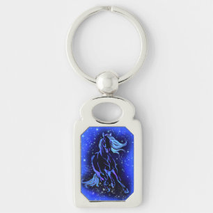 Porte-clés Cheval Courir À Blue Starry Night Cadeau Porte - c